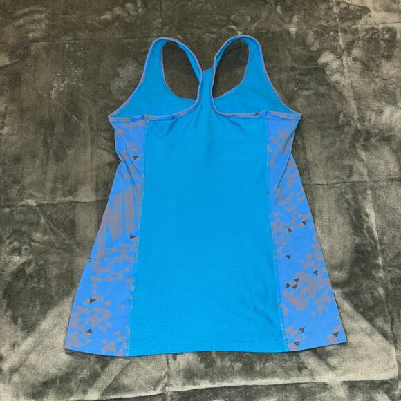 Nike Dri-Fit Blue Teal Grey Racerback Tank Top Women's Size Small Lined Top - Picture 2 of 6